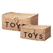 Toy Basket Seagrass with Wood, Set of 2