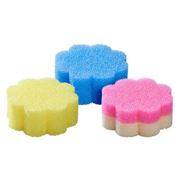 Scheuerschwamm in Blumenform - 3 Stück.