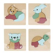 Houten Inlegpuzzel met 4 Stukken - Dieren