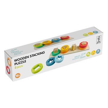 Wooden Stacking Puzzle with Shapes, 9 pcs.
