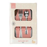 Kinderbesteck-Set aus Edelstahl, Schwanenmotiv – 4-teilig.
