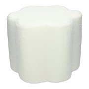 Flower-shaped Teddy fabric stool - White