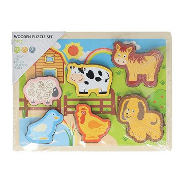 Wooden Farm Shape Puzzle - 6-piece