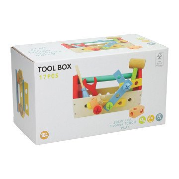 Wooden Tool Box for Children - 25x12x14cm