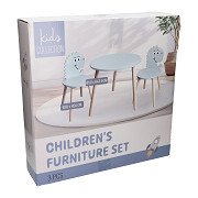 Wooden Set Table with 2 Chairs Dinosaur - Blue