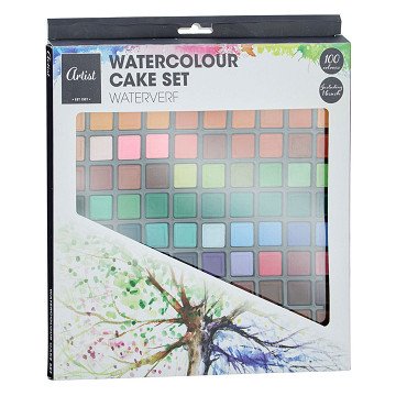 Watercolor Set with 100 Colors - Includes Brush