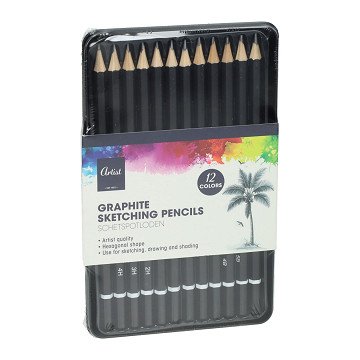 Set aus 12 Graphitstiften.