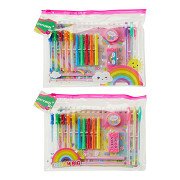 Cheerful Stationery Set - With Notebook and Stickers - 19-piece.