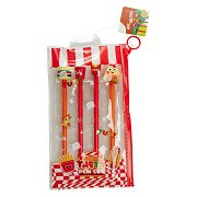 Fast Food Gel Pen Set in Case, 4 pieces