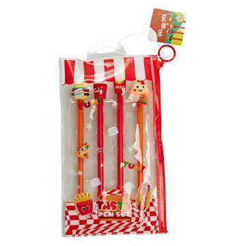 Fast Food Gel Pen Set in Case, 4 pieces