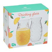 Ananasförmiges Trinkglas-Set 525ml - 2 Stück.