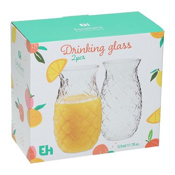 Ananasförmiges Trinkglas-Set 525ml - 2 Stück.