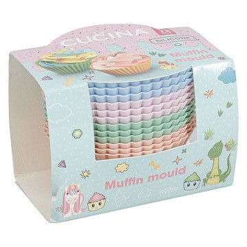 Set Siliconen Cupcakevormen 7x3,5cm - 12st.
