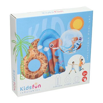 Swimming Pool Playset with Beach Ball, Swim Ring, Air Mattress - Dinosaur
