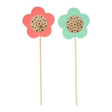 Flower-Shaped Wooden Bee Hotel on a Skewer