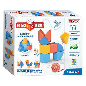 Geomag Magicube 3 Shapes Recycled Animals, 9 pcs.