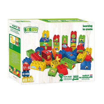BiOBUDDi Voertuigen Blokken met Basisplaat, 40dlg.