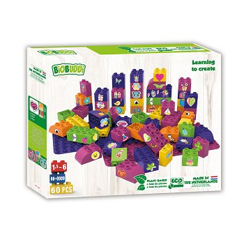 BiOBUDDi Blocks with 2 Base Plates, 60pcs.