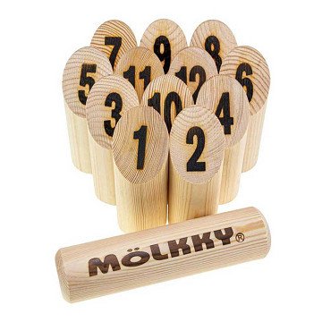 Molkky GO Grenenhout Werpspel met 12 Kegels