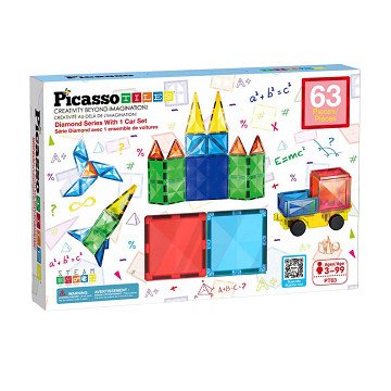 PicassoTiles Diamond Series - Magnetic Building Tiles - 63pcs.