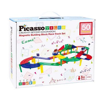 PicassoTiles Race Track - Magnetische Bouwtegels, 50dlg.