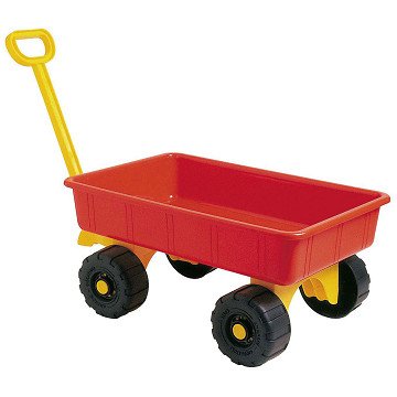 Rote Bollerwagen mit Deichsel