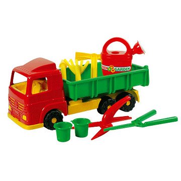 Tipper truck with garden tools