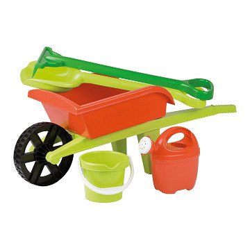 Wheelbarrow with garden tools