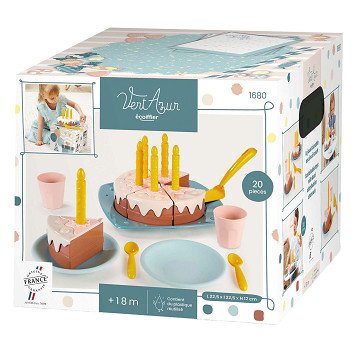 Ecoiffier Play Food Birthday Cake Play Set, 20 pieces.