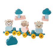Abrick Animal Train Bear with Building Blocks in Suitcase, 28 pcs.