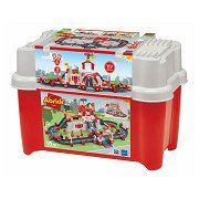 Ecoiffier Abrick Construction Set - Fire Department Play Barrel with Lid as Play Base - Accessories for Mini-City - From 18 months - 117 pieces