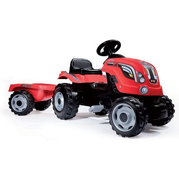 Smoby Tractor with Trailer - Red