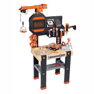 Smoby Black & Decker Toy Workbench with Crane, 94 pcs.