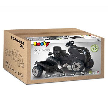 Smoby Farmer XL Pedal Tractor with Trailer Black