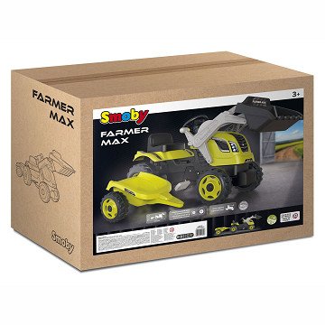 Smoby Farmer Max Trettraktor mit Anhänger, Grün