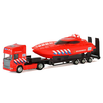 Polesie Die-cast Vrachtwagen met Boot - Brandweer