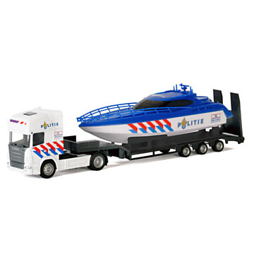 Die-cast Vrachtwagen met Boot - Politie