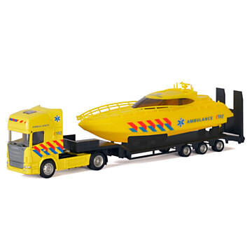 Die-cast Vrachtwagen met Boot - Ambulance