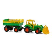 Cavallino Traktor mit Frontlader und Anhänger grün