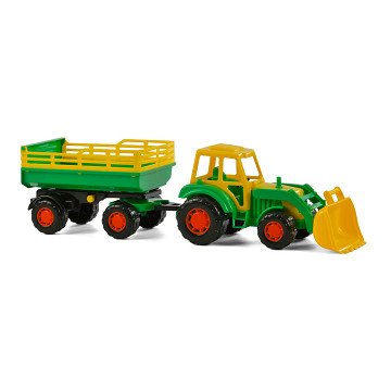 Cavallino Traktor mit Frontlader und Anhänger grün
