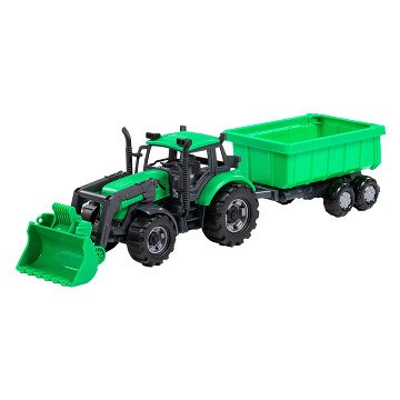 Cavallino Traktor mit Lader und Anhänger, Muldenkipper, grün, Maßstab 1:32
