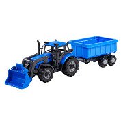 Cavallino Tractor met Lader en Aanhang Kiepwagen Blauw, Schaal 1:32