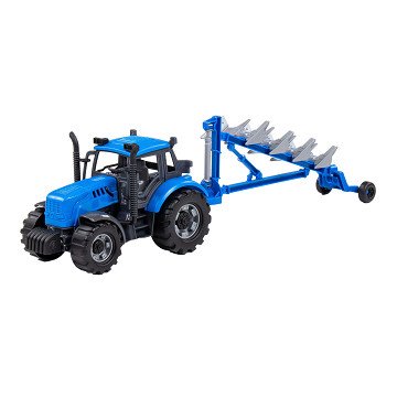 Cavallino Traktor mit Pflug Blau, Maßstab 1:32