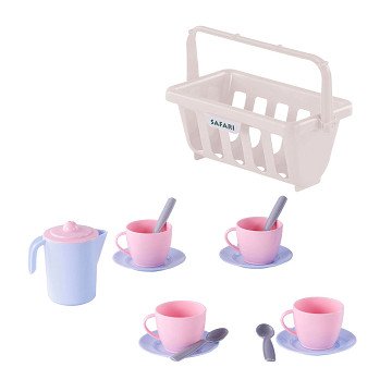 Cavallino Crockery in Basket Pink, 15 pieces.