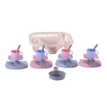 Cavallino Crockery with Dishwashing Rack Pink, 30pcs.