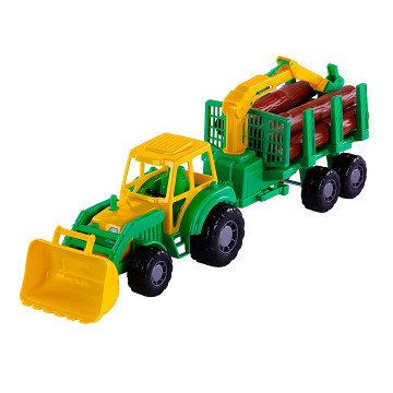 Cavallino Junior Traktor mit Krananhänger und Holz, 46 cm
