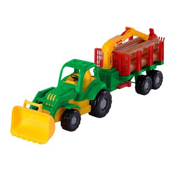 Cavallino Classic Traktor mit Anhänger und Holz, 61 cm