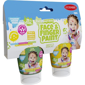 Natural Face & Fingerpaint Tube - Groen en Geel, 2x65ml