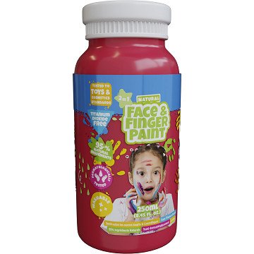 Natural Face & Fingerpaint Bottle - Red, 250ml