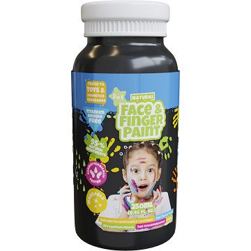 Natural Face & Fingerpaint Fles - Zwart, 250ml